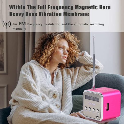 Eboxer Portable Mini Speaker Music Player FM Radio Stereo Speaker Support TF Card and U Disk, Brief Design, Perfect Mini Speaker for Room Bike Car...