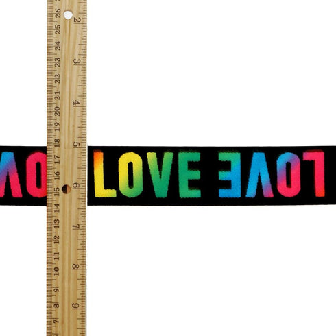 4-Yards 1-1/2" Love Elastic Stretch Ribbon Trim for Stretch Elastic Band, Headband, Hand Band and Waist Belt (Rainbow/Black), TR-11609...