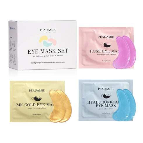 Under Eye Patches (30 Pairs) Gold Eye Mask and Hyaluronic Acid Eye Patches for puffy eyes,Rose Eye Masks for Dark Circles and Puffiness under eye ...
