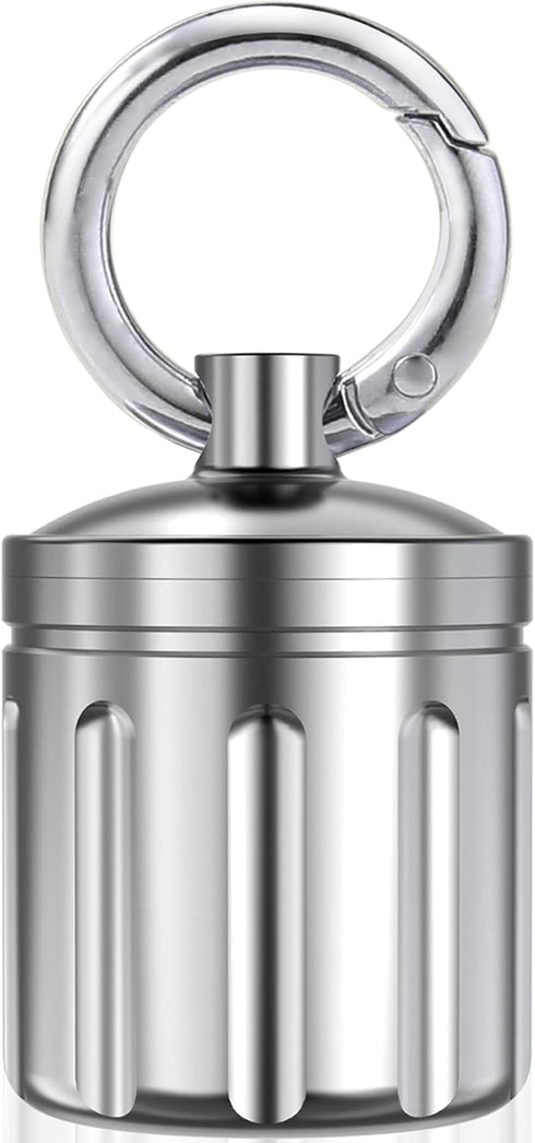 Waterproof Pill Organizer, Stainless Steel Pill Case, Keychain Pill Holder, Portable Pill Container Single Chamber Pill Box Outdoor Camping, Size:...