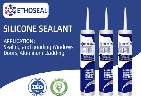 Clear EthoSeal Waterproof Caulk & Sealant 100% RTV Silicone Sealant, 10oz Cartridge, Zero Odor & Won't Yellow Silicone Clear...