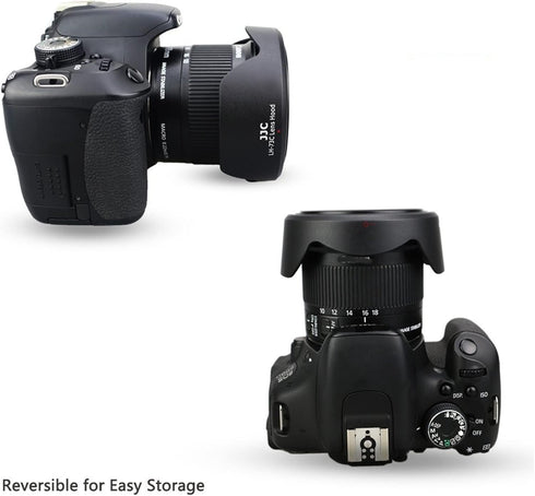 JJC Reversible Lens Hood Shade Protector for Canon EF-S 10-18mm f/4.5-5.6 is STM Lens on Camera Rebel T7i T8i T7 T6S T6i T5i T5 SL3 SL2 EOS 90D 80...