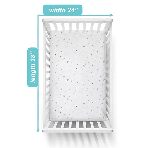TL Care 100% Natural Cotton Fitted Mini Crib Sheet 38" x 24" - Soft & Breathable Small Nesting Portable Crib Sheet, Fits Pack N Play Mattresses, S...