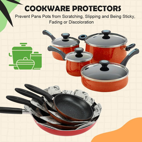 BOYAN Pot and Pan Protectors, Set of 12 and 3 Different Size, Cookware Protector Set/Felt Pots and Pans Divider Separator Pads Anti-Slip to Avoid ...