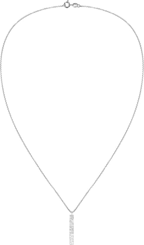 AeraVida Minimalist Hammered Vertical Bar in 925 Sterling Silver Pendant Necklace | Casual Everyday Jewelry | 18 inch...