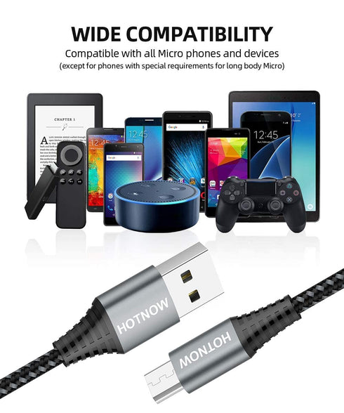 Micro USB Cable 1ft 3Pack, 12 inch Short Android Charger Cable Nylon Braided Fast Charging Cord for Samsung Galaxy S7 S6 S7 Edge S5,Note 5,PS4,Pow...