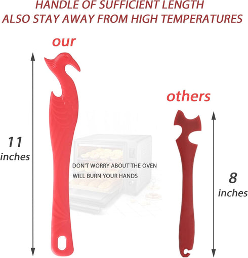 Oven Rack Push Pull Tool 2-Pack oven rack puller push pull stick tool(11 Inch), oven rack pullers with longer handle suitable for oven, toaster ov...