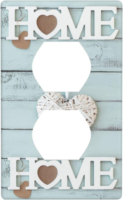 Home Sweet Blue And White Plate Decorative Light Switch Cover 1-Gang Single Duplex Outlet Faceplate for Kitchen Bathroom Bedroom Room Receptacle...