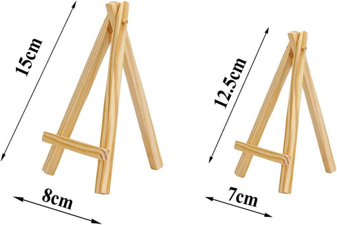 Mini Wooden Easels Display - 3Inch Mini Easel & Canvas Collection, Mini Natural Wood Display Easel (Pack of 9 Easels)...