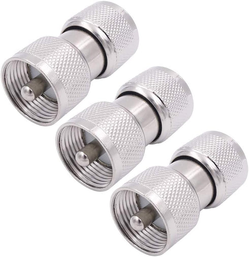 Fancasee PL259 Barrel Connector, Male to Male PL259 Coupler, 3-Pack UHF Coax Coaxial Adapter for CB Ham Radio HF VHF UHF Antenna Cable Cord Extens...