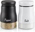 Salt and Pepper Shakers Set, Bivvclaz 5 Ounce Stainless Steel Salt and Pepper Dispenser with Glass Bottom, Cute Salt and Pepper Shakers for Modern...