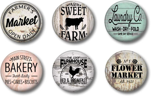 FARMHOUSE MAGNETS - Set of 6 - Fridge Magnets - Cute Whiteboard Magnets For Home School or Office (Farmhouse Set 1)...