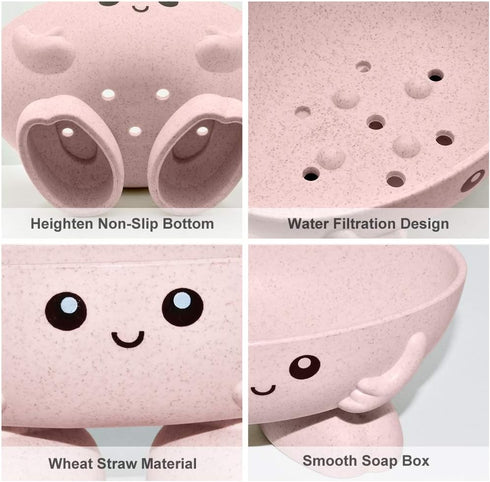 Soap Holder, Cute Soap Dish for Kids Children, Creative Lovely Bar Soap Tray Counter for Shower Bathroom Kitchen Countertop - Pink...