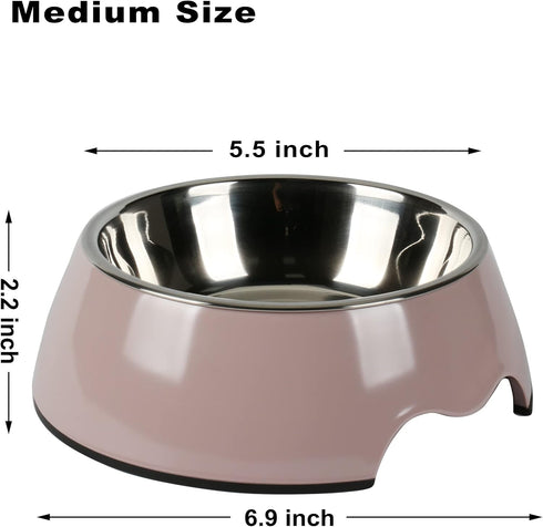 M&BGWPP Melamine Plastic Dog Food Bowl, Non Skid Base?Anti-Slip Pet Feeder Bowls, 2-in-1 Removable Stainless Steel Pet Water&Food Bowl for Dogs an...