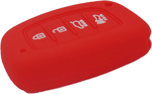 2 Pack 4 Buttons Silicone Remote Key Fob Cover Protector Case Holder Skin Jacket for Hyundai 2018 2017 2016 Tucson Elantra Sonata, Red Blue...