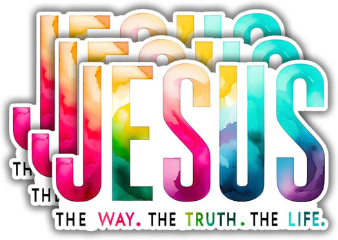 (3pcs) Jesus The Way The Truth The Life Sticker Christian Vinyl Decal Stickers for Water Bottle Laptops Phone Case Car Kindles Hard Hat - 3 x 2"...