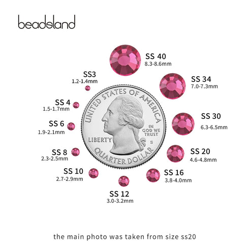 beadsland Flat Back Crystal Rhinestones Round Gems for Nail Art and Craft Glue Fix,Rose (4.6-4.8mm) SS20/1440pcs...