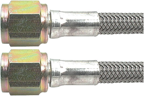 Allstar Performance AN Hose Assembly, 24 in Long, 4 AN Hose, 4 AN Straight Female to 4 AN Straight Female, Braided Stainless, PTFE Lined, Each...