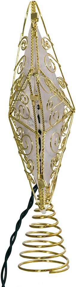 Kurt Adler UL1881 10 Light 8.5-Inch Gold Reflector Star Treetop...