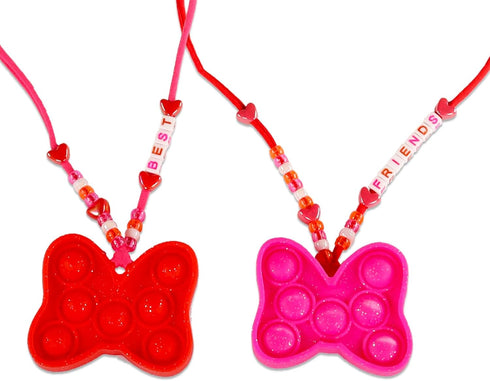Minnie Mouse Necklace for Toddler Girls - Minnie Mouse Necklace Party Favors Bundle with 2 Disney Minnie Mouse Popper Necklaces and Stickers | Min...