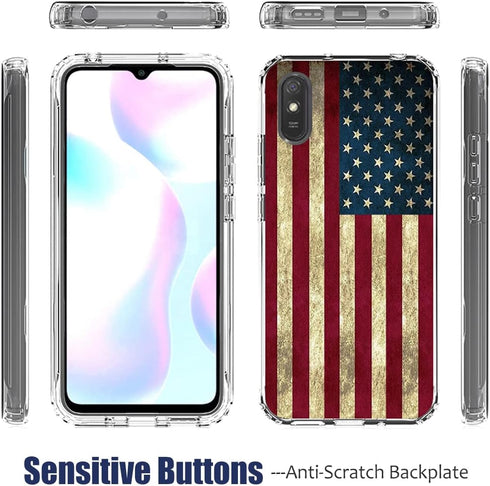Case for Redmi 9A M2006C3LG/Redmi 9i M2006C3LII Case with Tempered Glass Screen Protector, Full Body Cute Floral Bumper Shockproof Protective Phon...