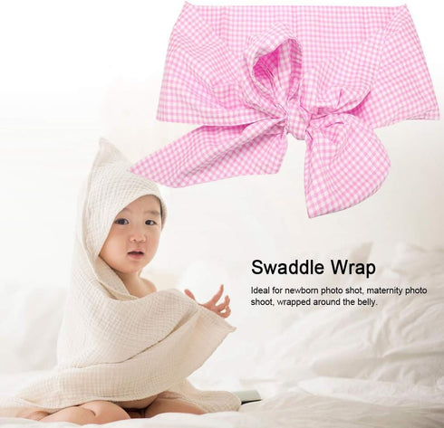 AYNEFY Newborn Swaddle Wrap,100% Cotton Skinfriendly Infant Swaddle Wrap Bow Sash Infant Bowknot Sash Blanket for Baby Swaddle Photography Shoot P...