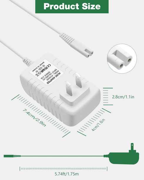 Water Flosser Charger for Waterpik WP360 WP360W WP462 Power Adapter for WP462W WP450 WP450W Cordless Water Flosser Power Cable YLA-03010 Oral Irri...