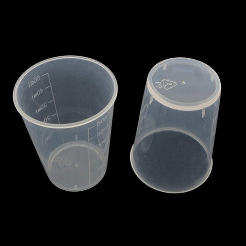 Tegg Plastic Graduated Cup 30PCS 50ml/1.7oz Clear Plastic Mixing Cups Measuring Cups with 50 PCS Wood Craft Sticks Transparent Scale Cups...