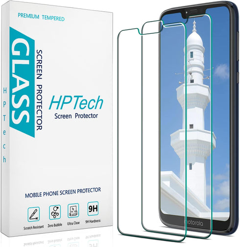 HPTech 2-Pack Screen Protector Compatible for Motorola Moto G7 Power, G7 Supra, G7 Optimo Maxx Tempered Glass, Anti Scratch, Bubble Free, Case Fri...