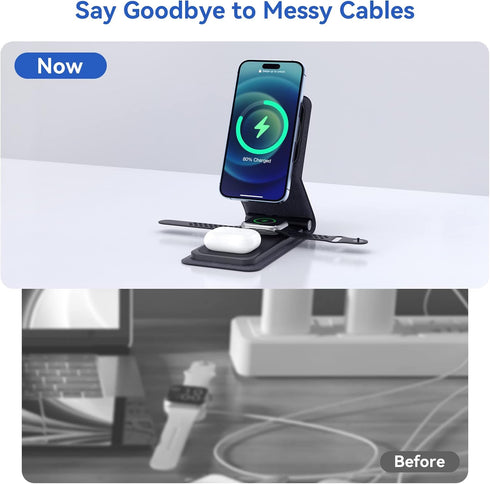 3 in 1 charging station?Magnetic foldable charger,travel charging pad for iPhone 14 13 12 Pro Max & Apple Watch - Charging Stand Dock for AirPods....
