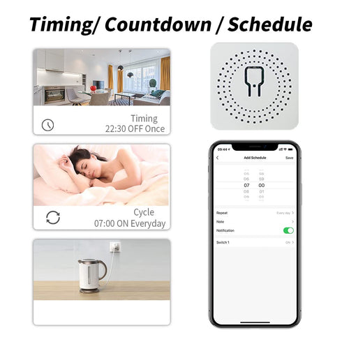 2 Pack HomeKit WiFi Relay Switch, Smart Mini Relay Wireless Light Switch Remote Control Voice Control Outlet Timer Work with Siri, Alexa and Googl...