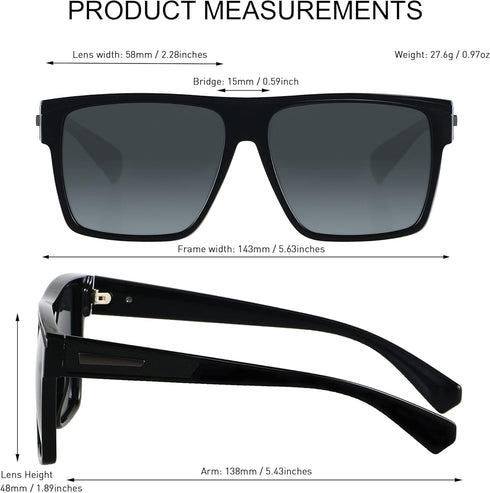 ANDWOOD Square Polarized Sunglasses For Men Women UV Protection Oversized Flat Top Big Shades Fashion Driving Sun glasses...