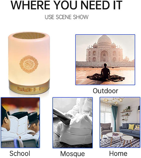 SQ112 Quran Speaker, Touch Quran Lamp Bluetooth Speaker AZAN Speaker with Remote & APP Contro Full Recitations of Famous Imams and Quran Translati...