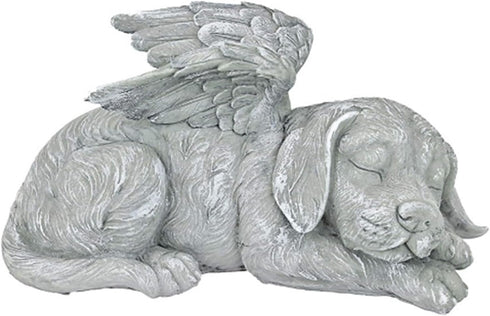 Cherish Your Beloved Canine Companion with The Angel Dog Memorial Statue - Garden Resin Sleeping Dog Statue with Wings - Resin and Stone Dog Memor...