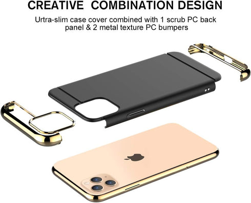 iPhone 11 Pro Case,RORSOU 3 in 1 Ultra Thin and Slim Hard Case Coated Non Slip Matte Surface with Electroplate Frame for Apple iPhone 11 Pro (5.8"...
