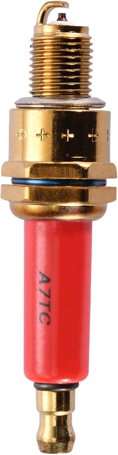 GOOFIT Motorcycle A7TC Spark Plug Red for 50cc 70cc 90cc 110cc 125cc 140cc 150cc QMI157 ATV Motor Scooter Go Kart Dirt Bike Moped Pack of 1...