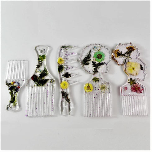 Hair Pick Comb Resin Molds - 3pcs African Afro Comb Molds Epoxy Resin Casting Molds for Silicone DIY Crafts...