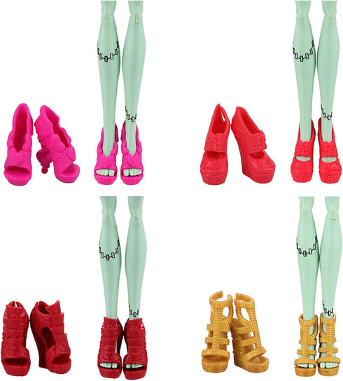 Barwa 10 Pairs Doll Shoes Accessories for Doll Fashion High Heels Sandals Boots Shoes Pack...