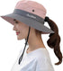 Ponytail Sun Bucket Hat for Women Men Wide Brim UPF 50+ Fishing & Beach Hats...