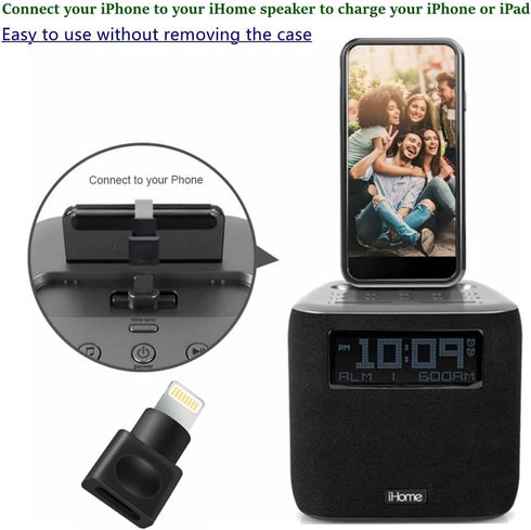 2-Pack Lightning Extender Adapter, Compatible with i-OS Phone and i-OS Pad, Supporting Audio, Video, Data Transfer and Charging (Black+White)...