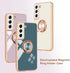 Compatible With Samsung Galaxy S21 Case, Finger Ring Holder With Rose Gold Plating Design for Women Girls, Rotating Kickstand, Magnetic Shockproof...