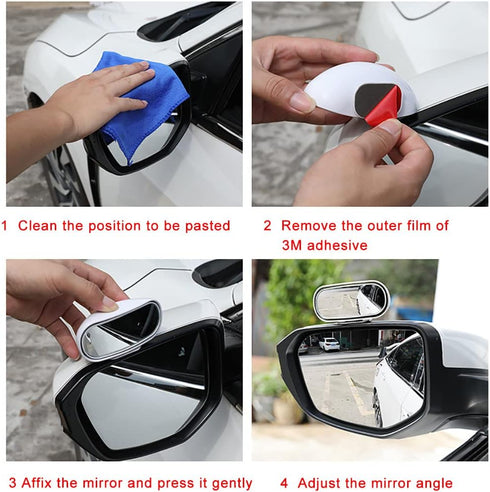 Blind Spot Mirrors adjustable Rearview Mirror Baby Car Mirrors,Strong Adhesive HD Glass Convex,stick on Side mirror or inner mirror or anywhere el...