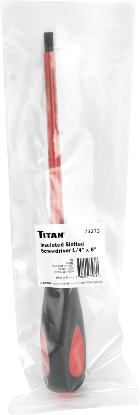 Titan 73273 VDE 1000V Insulated Screwdriver Slotted 1/4-Inch x 6-Inch...