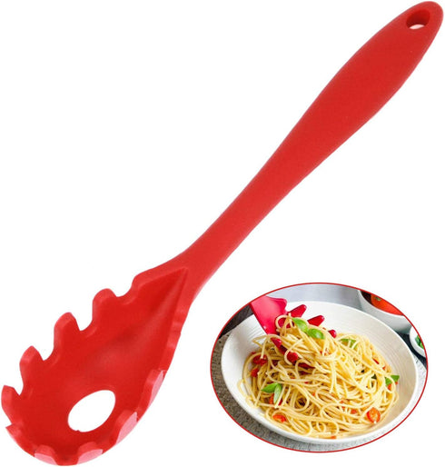 Silicone Pasta Fork,11Inch Spaghetti Spoon Pasta Fork,High Heat Resistant to 480°F, Hygienic One Piece Design, Spaghetti Strainer & Server Spoon I...