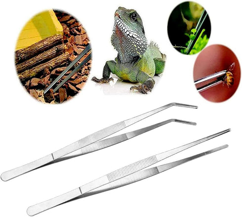 Kitchen Tweezers Long Tweezers Set, LEEFONE 2 PCS 12 Inch Stainless Steel Food Tweezers with Precision Serrated Tips for Cooking & Baking (Straigh...