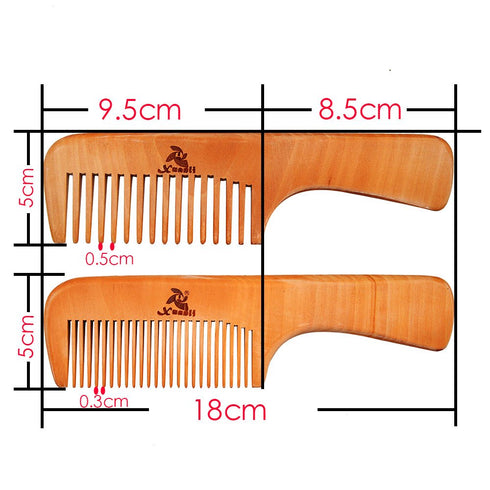 3 PCS Peach Wooden Comb Women and Men Comb - Wide & Narrow Tooth (S023)...