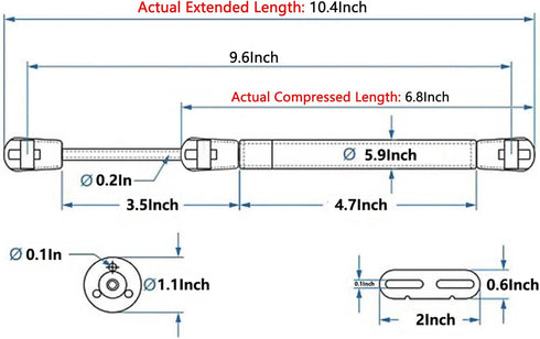 2 Pack Extended 10 inch Gas Prop Force 100N/22LB Gas Struts – Black Gas Springs/Window Lift and Lid Support/Gas Shocks for RV Bed Platform/Floor H...
