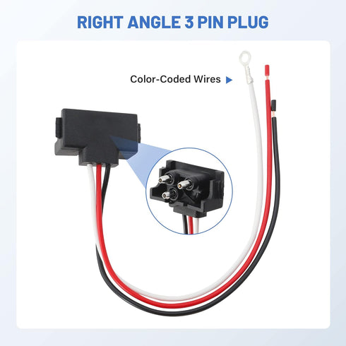 Oyviny 10PCS 3 Prong Pigtail Harness Connector, Right Angle 3 Wire Plug 20AWG for Truck Stop Turn Tail Brake Backup Trailer Light, Fit for Sealed ...