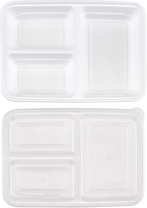 GoodCook Meal Prep Rectangle Three Compartment 20-Piece, White, Made without BPA...