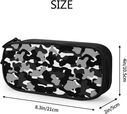 Camo Adult Pencil Case Box, Large Capacity College Black Pencil Bag Pouch Marker Organizer with 2 Compartments & Durable Zipper...